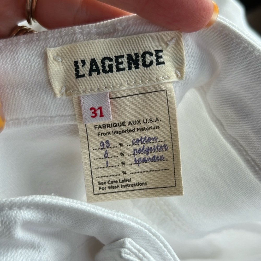 L’AGENCE 31 ORIANA HIGH RISE STRAIGHT BLANC WHITE JEANS! BRAND NEW WITH TAGS! - Picture 3 of 17